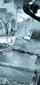 Translucent crystal-clear ice cubes in artistic arrangement.