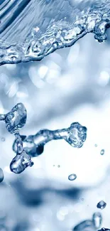 Blue water splash artwork on mobile wallpaper.