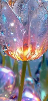 Sparkling crystal flower with vibrant colors on a dreamy background.