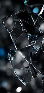 Abstract image of fractured crystal pieces with reflections.