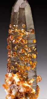 Elegant dark crystal with orange garnet stones wallpaper.