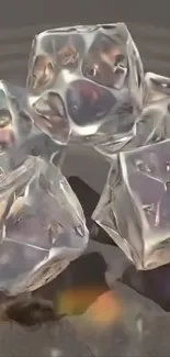 Crystal ice cubes with abstract design.
