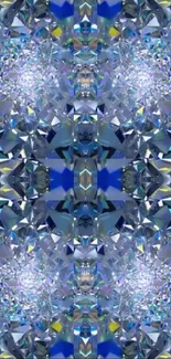 Crystal kaleidoscope wallpaper with blue geometric patterns