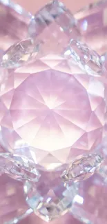 Crystal lotus on pink background, elegant phone wallpaper.