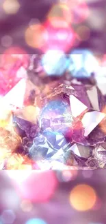 Colorful crystal prism abstract wallpaper with vibrant, radiant gems.