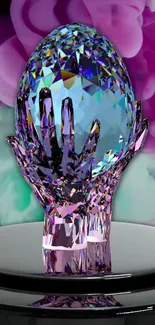 Mobile wallpaper with a crystal prism egg and colorful smoke.