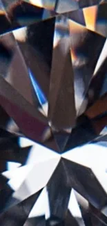 Close-up of a crystal prism featuring dark blue facets.