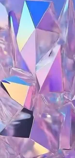 Iridescent geometric crystal pattern wallpaper.