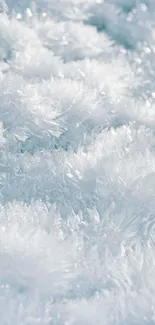 Close-up of crystal snowflakes in ice-blue hue mobile wallpaper.