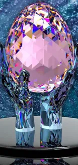 Cosmic crystal sphere in artistic hands with vibrant colors.