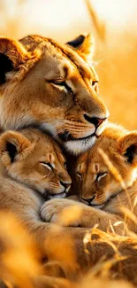 Cuddling Lions Live Wallpaper