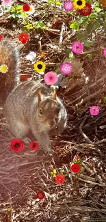 Squirrel in a sunlit forest with natural surroundings.