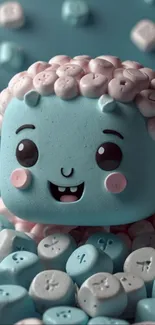 Cute 3D cartoon creature with a happy smile.