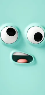 3D turquoise wallpaper with cute face expression.