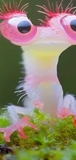 Adorable alien-like pink lizard with big eyes