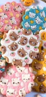 Cute animal-themed cookies as phone wallpaper.