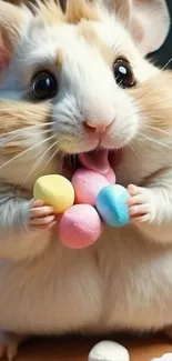 Adorable animal with colorful candies.