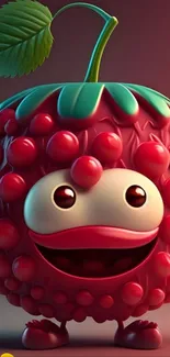 Cute animated berry character with big eyes and smile, vibrant and playful style.