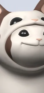 Off-white animated cat with a happy expression