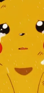 Cute yellow animated character with tears in large eyes.