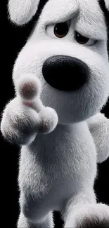 Cute animated dog character on dark background.