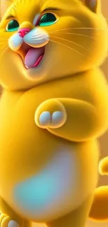 Cute animated yellow cat with a playful expression.
