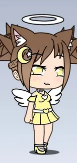 Cute anime angel character with wings and halo.