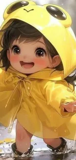 happy kid under the rain Live Wallpaper
