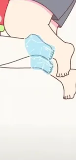 Cute anime feet with playful and minimalistic design, featuring pastel colors.