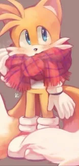 Anime-style fox character with scarf, cartoon art.