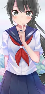 Anime girl in sailor suit with a cute expression.