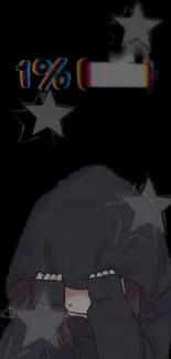 Anime character with low battery and stars.