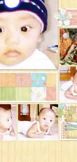 Cute baby collage with colorful background.