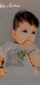 Cute baby wallpaper with a playful toddler.