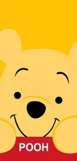 Cute cartoon bear on yellow background.