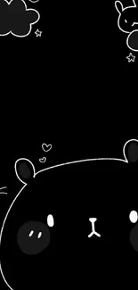 Minimalist cute bear wallpaper in black and white design.