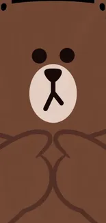 Cute brown bear cartoon mobile wallpaper.