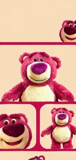 Cute pink bear mobile wallpaper design.