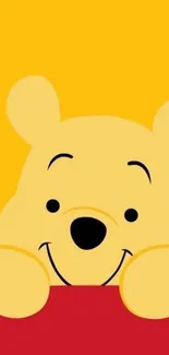 Adorable yellow cartoon bear mobile wallpaper with a cheerful expression.