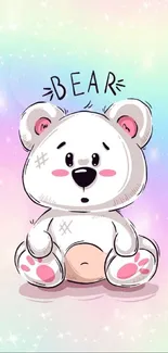 Cute bear with pastel background and colorful design.