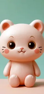 Cute cartoon bear with big eyes on a pastel background