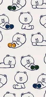 Charming wallpaper featuring cute bears with colorful details.