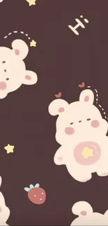 Cute bear-themed mobile wallpaper with pastel colors.