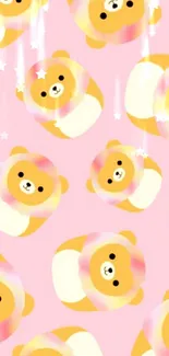 Cute bear pattern on a pink background.