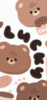 Cute bears and hearts wallpaper design.