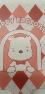 Cute bear cartoon with red background wallpaper.