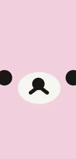 Minimalistic pink bear face wallpaper for mobile.