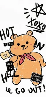 Sketch of cute bear with playful text design.