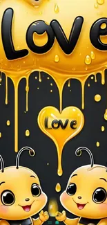 Cute bees with a honey love heart design