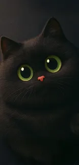 Cute black cat with green eyes peeking.